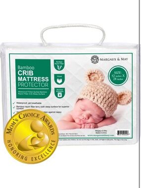 Margaux Bamboo Crib Mattress Protector - White